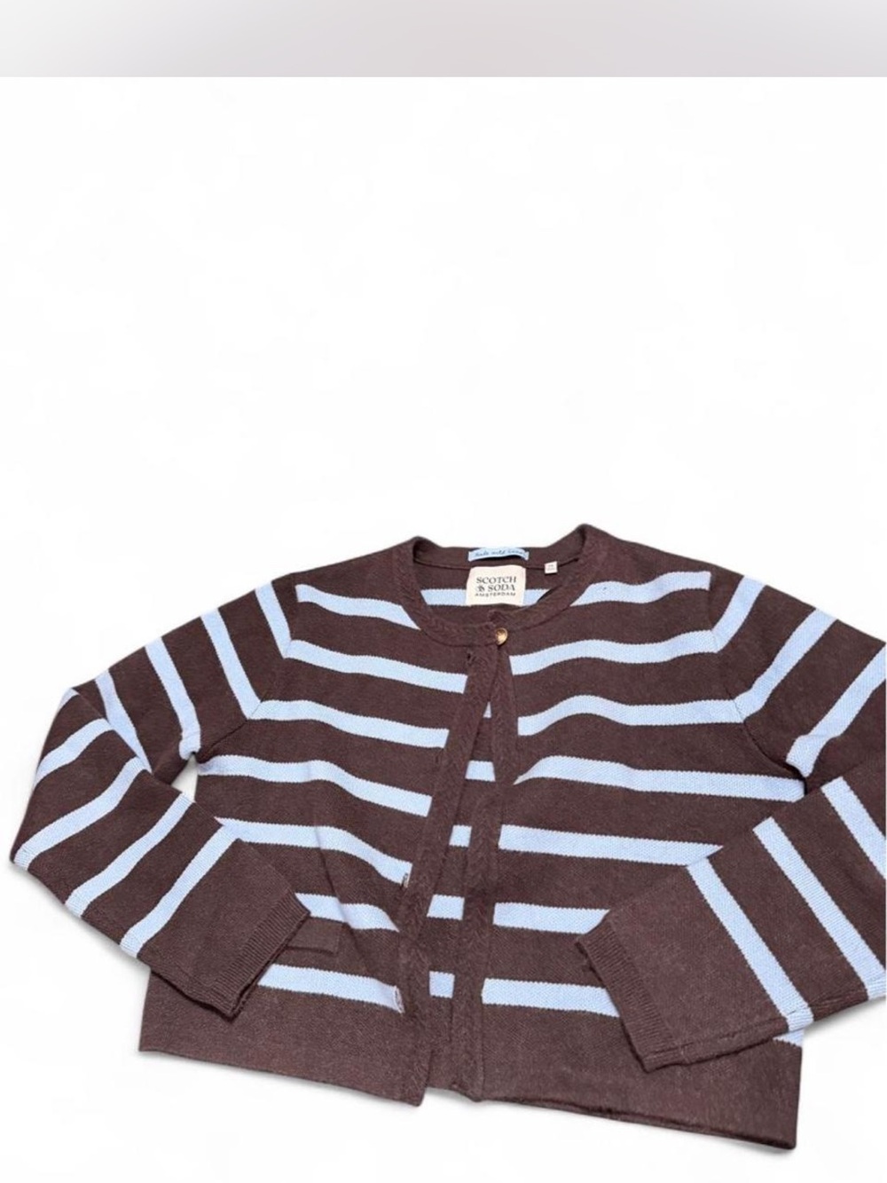 Scotch & Soda women’s Brown and Light Blue Striped Sweater
